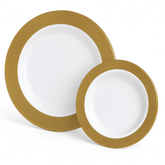 Elegant Gold Bordered Multipack Premium Plastic Plates, 20-Pack